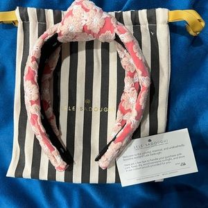 Lele Sadoughi pink lace overlay headband